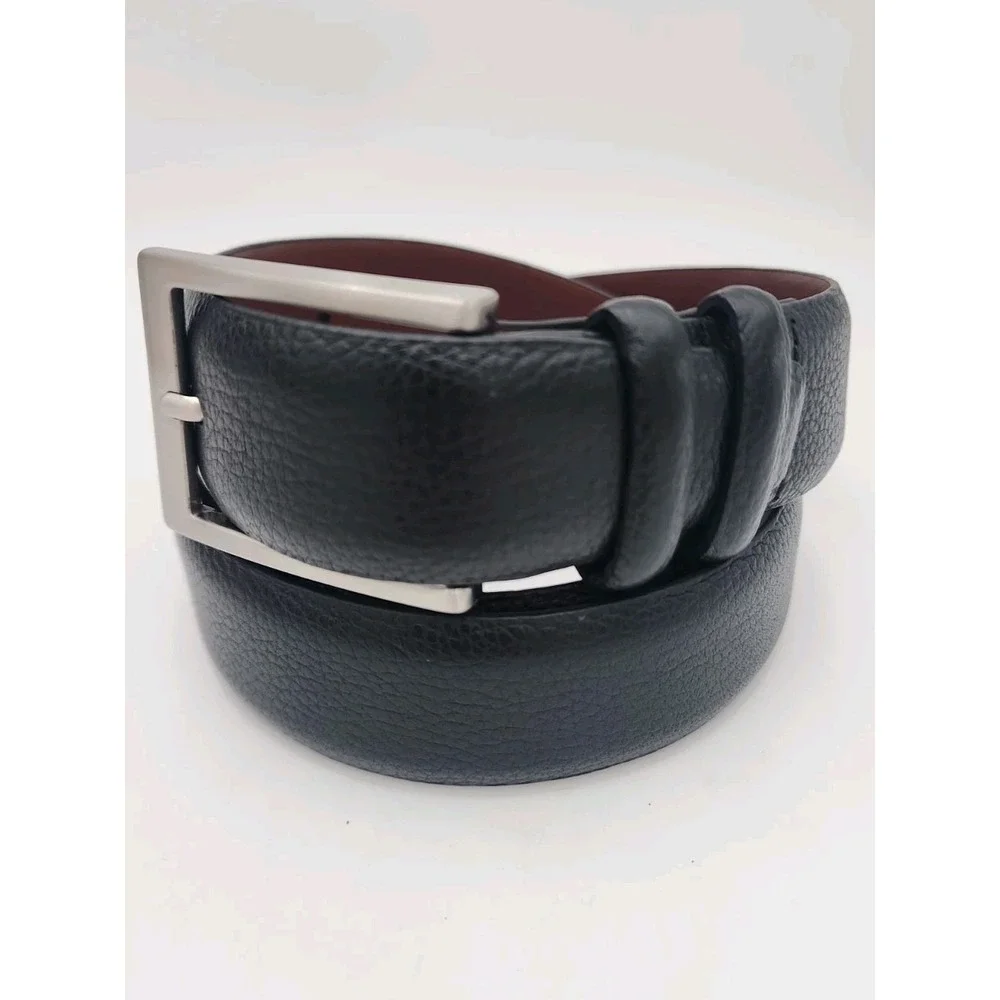 Daniel Cremieux Black Belt Silver Tone Buckle Double Loop Italian Leather Sz 40